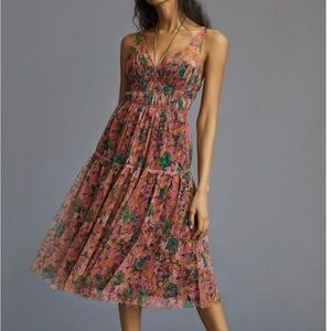 Maeve by Anthropologie Halter Mesh Midi Dress